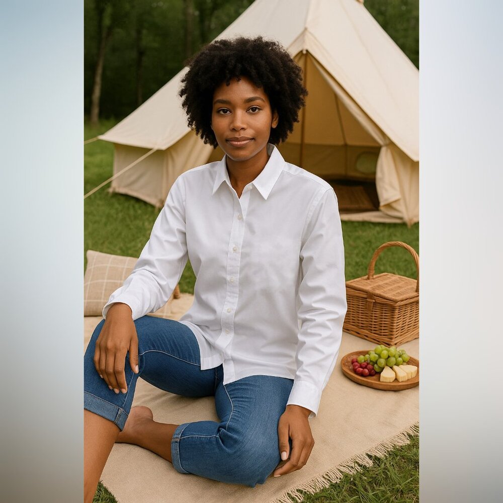 Gap Women's Button Down Long Sleeve Shirt White 8